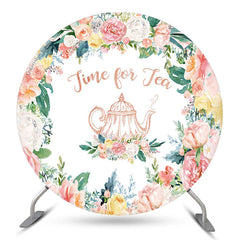 Lofaris Time For Tea Pink Floral Teapot Circle Backdrop