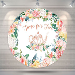 Lofaris Time For Tea Pink Floral Teapot Circle Backdrop