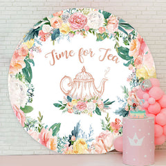 Lofaris Time For Tea Pink Floral Teapot Circle Backdrop