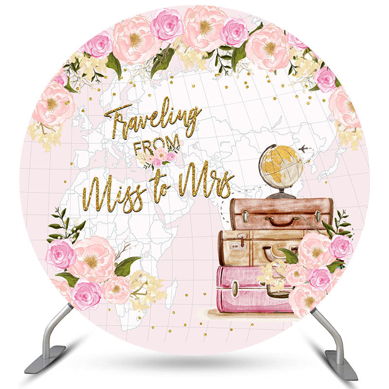 Lofaris Traveling Pink Sweet Floral Round Wedding Backdrop