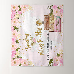 Lofaris Traveling Sweet Pink Floral World Map Bridal Shower Backdrop