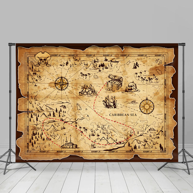 Lofaris Treature Map Kraft Paper Pirate Party Adventure Backdrop For Kids