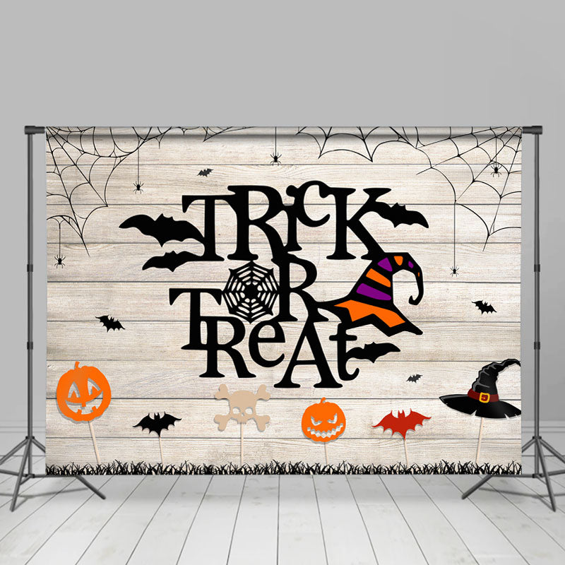 Lofaris Trick Or Treat Witch Hat Wood Halloween Party Backdrop