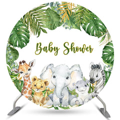 Lofaris Tropical Leaves Animals Baby Shower Circle Backdrop