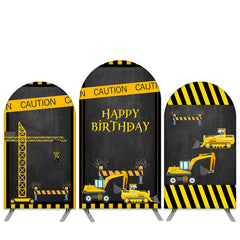 Lofaris Truck Theme Black Yellow Birthday Arch Backdrop Kit