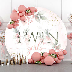 Lofaris Twin Girls Boho Floral Baby Shower Round Backdrop