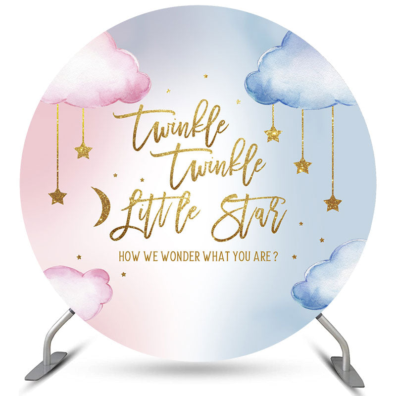 Lofaris Twinkle Glitter Cloud Star Round Baby Shower Backdrop