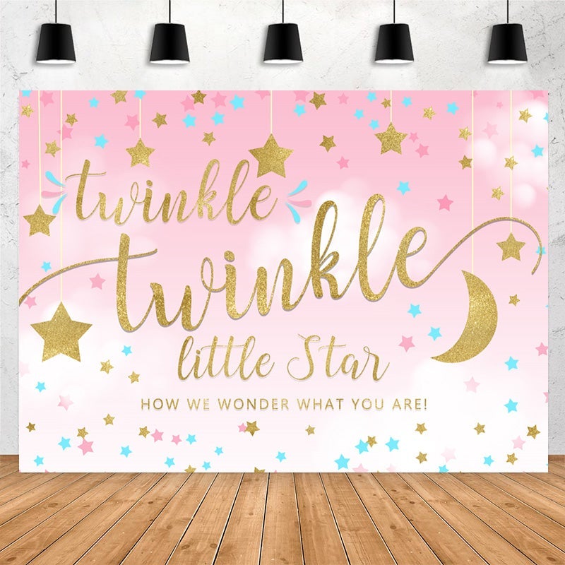 Lofaris Twinkle Little Star Pink Baby Shower Backdrop For Party