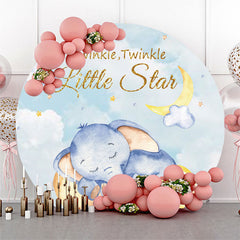 Lofaris Twinkle Star Elephant Baby Shower Round Backdrop