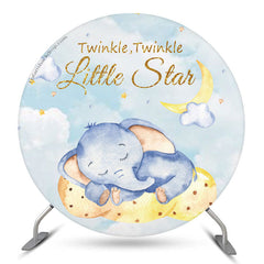 Lofaris Twinkle Star Elephant Baby Shower Round Backdrop