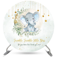 Lofaris Twinkle Star Round Cute Elephant Baby Shower Backdrop