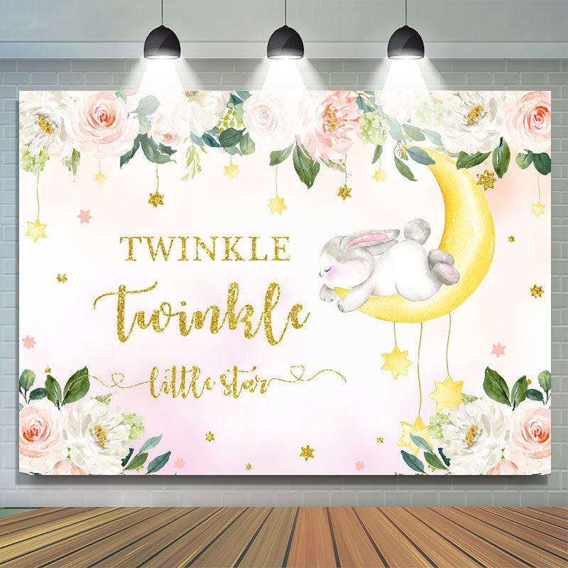 Lofaris Twinkle Little Star Floral Baby shower Backdrop