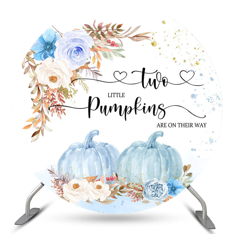 Lofaris Two Pumpkins Are On The Way Circle Baby Shower Backdrop