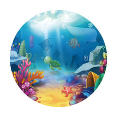 Lofaris Underwater World Custom Round Birthday Backdrop For Boy