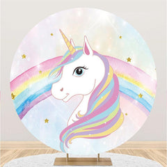 Lofaris Unicorn And Rainbow Round Baby Shower Backdrop For Girl