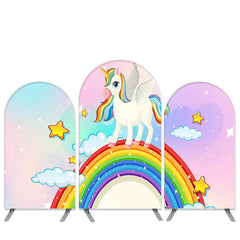 Lofaris Unicorn Theme Glitter Rainbow Birthday Arch Backdrop Kit