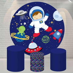 Lofaris Universe Astronaut Round Happy Birthday Backdrop For Boy