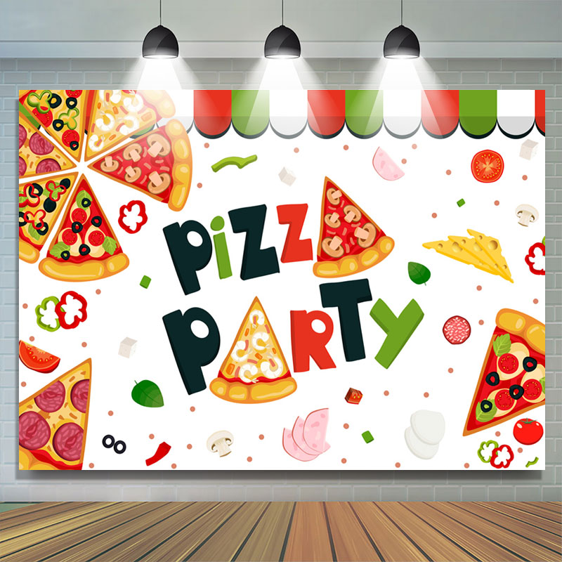 Lofaris Vegetable And Meat White Palatable Pizza Party Backdrop