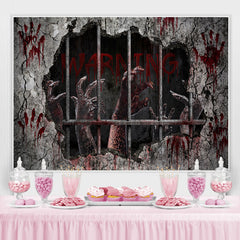 Lofaris Warning! Horrible Hands Halloween Party Backdrop