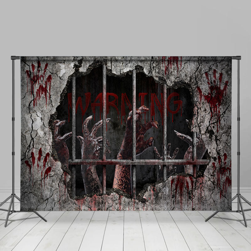 Lofaris Warning! Horrible Hands Halloween Party Backdrop