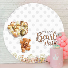 Lofaris We Can Bearly Wait Balloons Round Baby Shower Backdrop