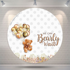 Lofaris We Can Bearly Wait Balloons Round Baby Shower Backdrop