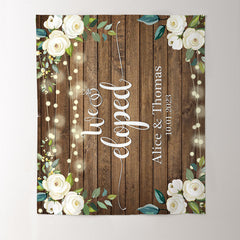 Lofaris We Eloped White Rose Country Wooden Wedding Backdrop