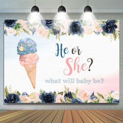 Lofaris What Will Baby Be Icecream Floral Backdrop for Shower Party