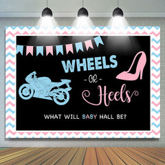 Lofaris Wheels And Heels Black Baby Shower Backdrop Decoration