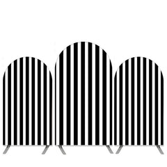 Lofaris White And Black Stripes Happy Birthday Arch Backdrop Kit