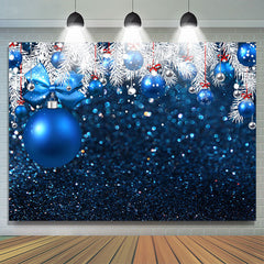 Lofaris White And Blue Glitter Balls Merry Christmas Backdrop