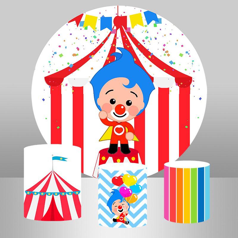 Lofaris White And Red Circus Themed Circle Birthday Backdrop