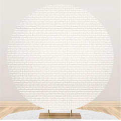 Lofaris White Brick Simple Baby Shower Round Backdrop for Party