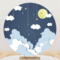 Lofaris White Cloud And Sky Simple Round Baby Shower Backdrop