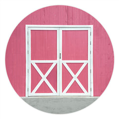 Lofaris White Door And Pink Wood Round Wedding Decro Backdrop