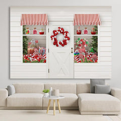 Lofaris White Door With Cute Balloon Wreath Christmas Themed Backdrop