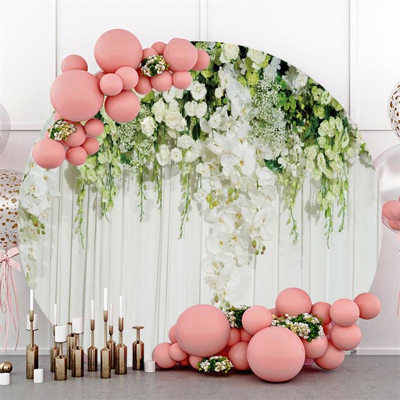 Lofaris White Floral Wedding Decoration Custon Circle Backdrop