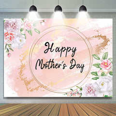 Lofaris White Floral Pink Abstract Happy Mothers Backdrop