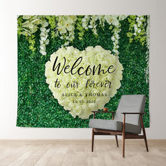 Lofaris White Rose And Green Leaves Wedding Decoration Backdrop