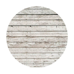 Lofaris White Simple Custom Circle Wood Baby Shower Backdrop