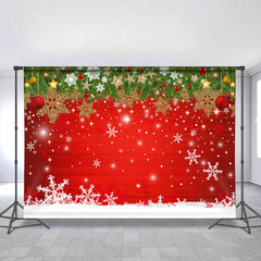 Lofaris White Snow With Red Wood Backdrop For Chrismas Decoration