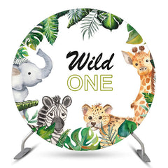 Lofaris Wild Safari Monstera Round 1st Birthday Backdrop