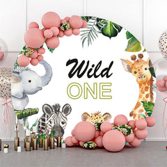 Lofaris Wild Safari Monstera Round 1st Birthday Backdrop