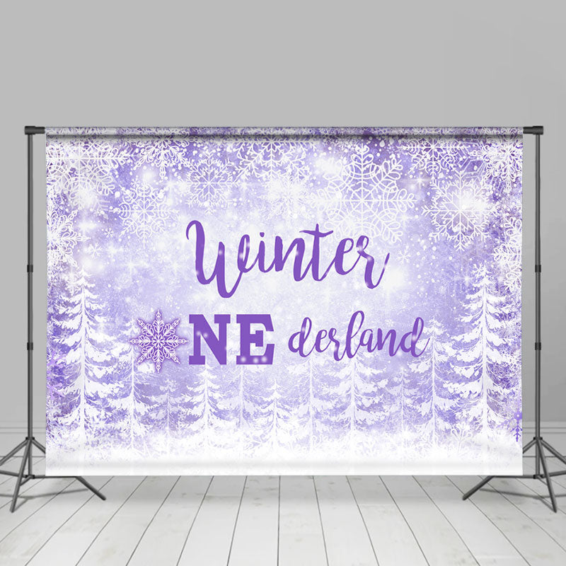 Lofaris Winter Onederland Purple Snowflake Birthday Backdrops