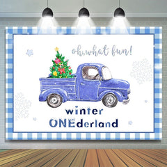 Lofaris Winter Onederland Snowflake Blue Car Backdrop for Baby Shower