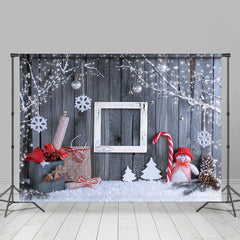 Lofaris Winter Snowflake Santa Gift Wood Backdrop