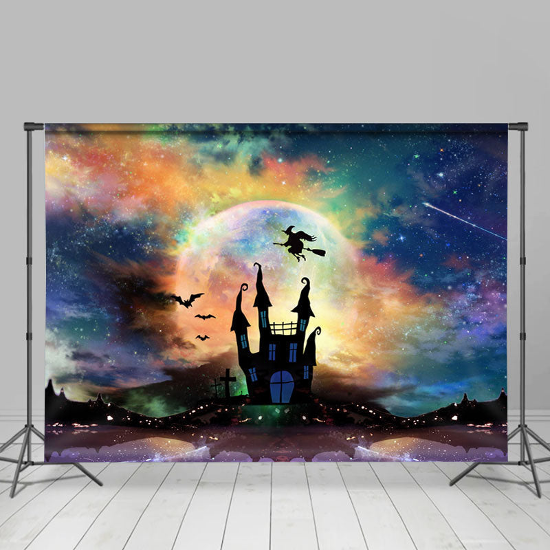 Lofaris Witch Bat Castle Moon Scary Night Halloween Party Backdrop