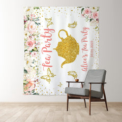 Lofaris Wonderland Butterfly Golden Dots Tea Party Backdrop