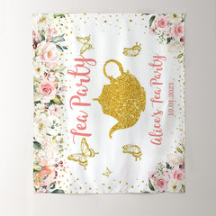 Lofaris Wonderland Butterfly Golden Dots Tea Party Backdrop