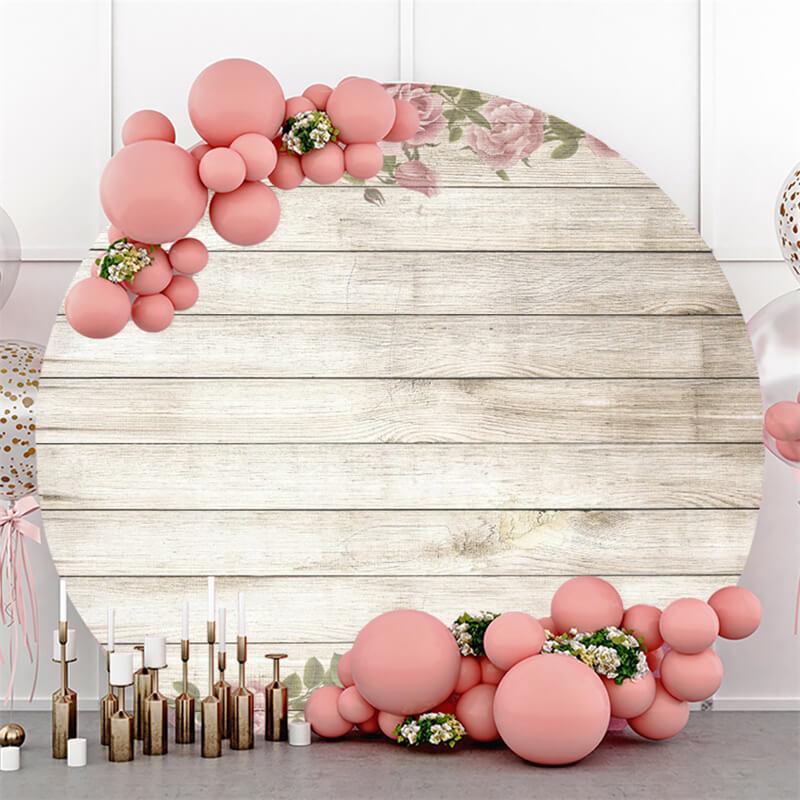 Lofaris Wood And Floral Circle Baby Shower Backdrop Decoration